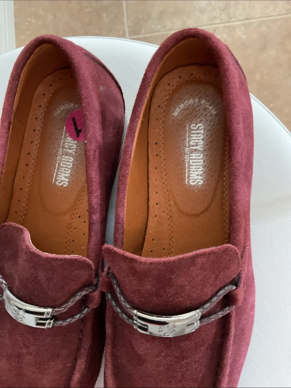 Stacy Adam’s wine burgundy suede loafers, size 11
